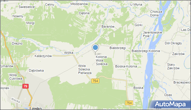 mapa Kolonia Wola Solecka, Kolonia Wola Solecka na mapie Targeo